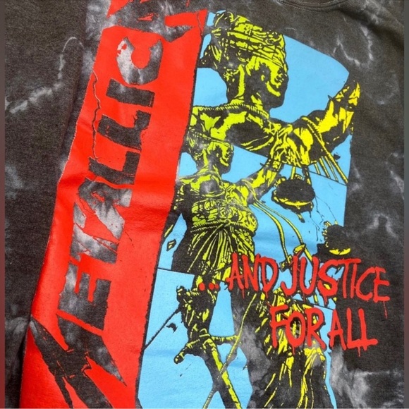 Urban Outfitters Metallica And Justice For All Gray Tie-dyed Crewneck Sweatshirt - Picture 4 of 4